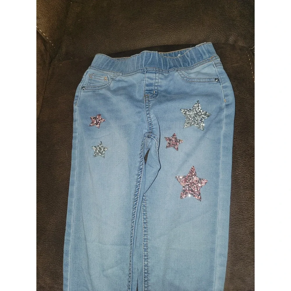Justice gold‎ star top and sparkle star jeans size 10